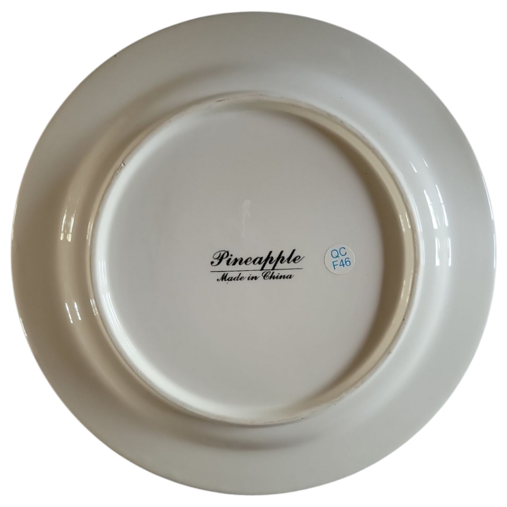 Vtg Round Ceramic Welcoming Pineapple Floral Leaf Plate 11" - Picture 2 of 3
